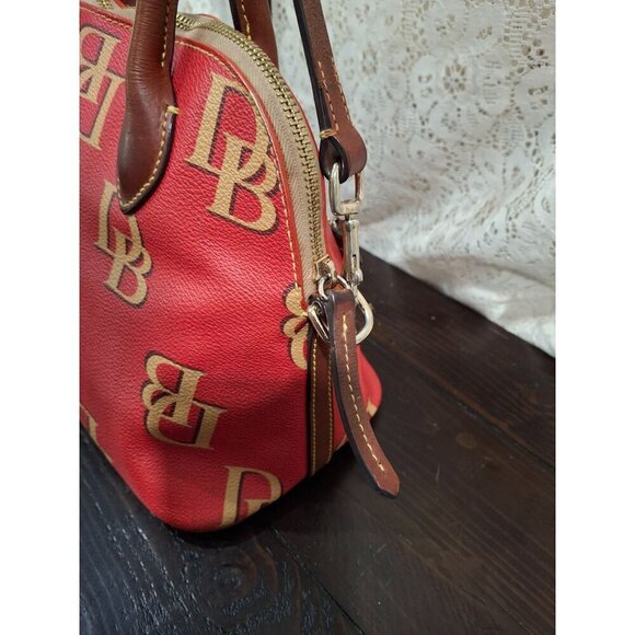 Dooney & Bourke Monogram Red Leather Medium Domed Satchel Handbag/Pre-owned-Grea - Picture 5 of 8